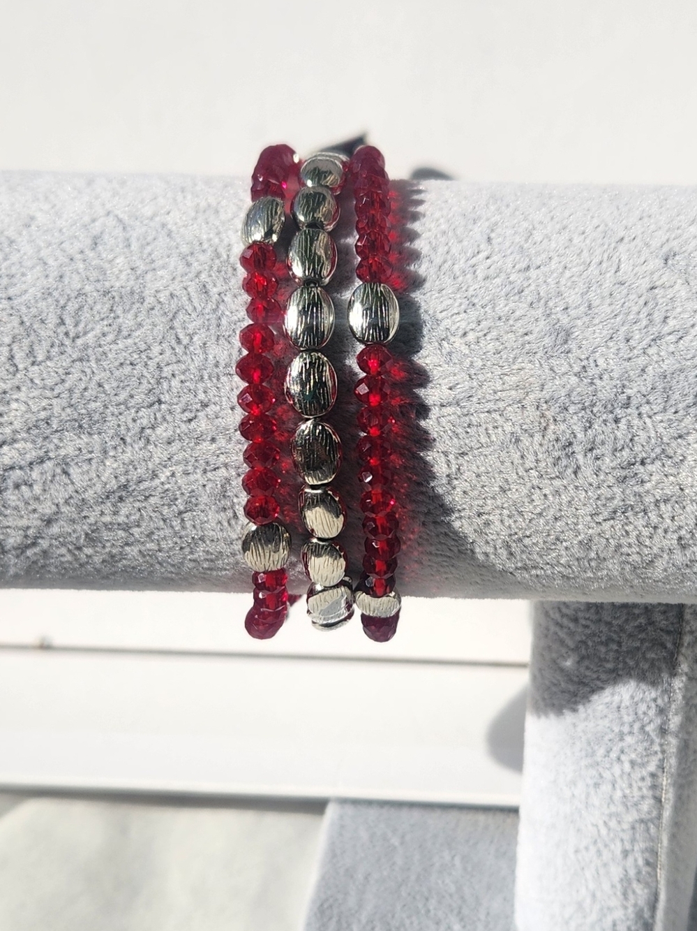 Red Beaded Multi-Strand Bracelet